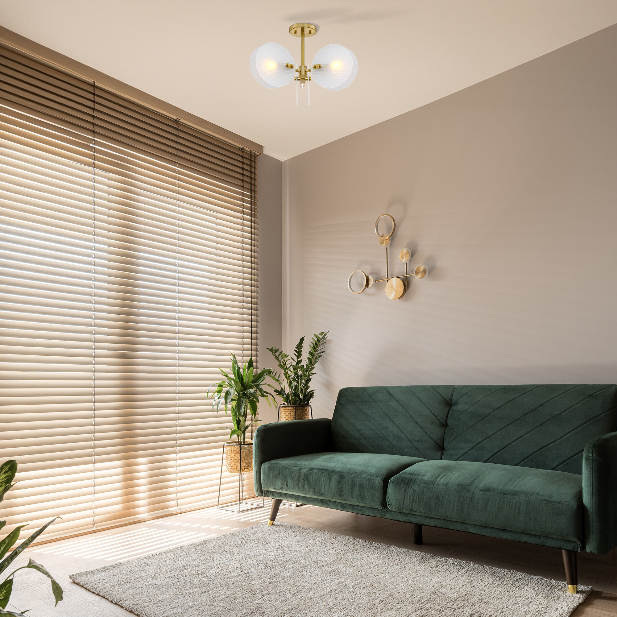 Sky Fall 3 Light 20.75 inch Brushed Gold Semi Flush Mount Ceiling Light